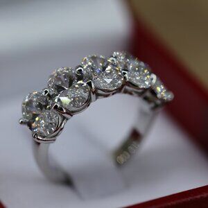 5.00 Carat Oval Lab-Grown Diamond Half Eternity Band 14K White Gold IGI Certifie